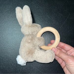 Jellycat Cream and White Stuffed Bunny with Teething Ring